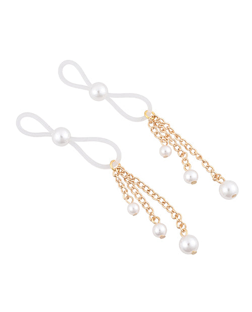 Sandm Pearl Nipple Ties Wht/gld