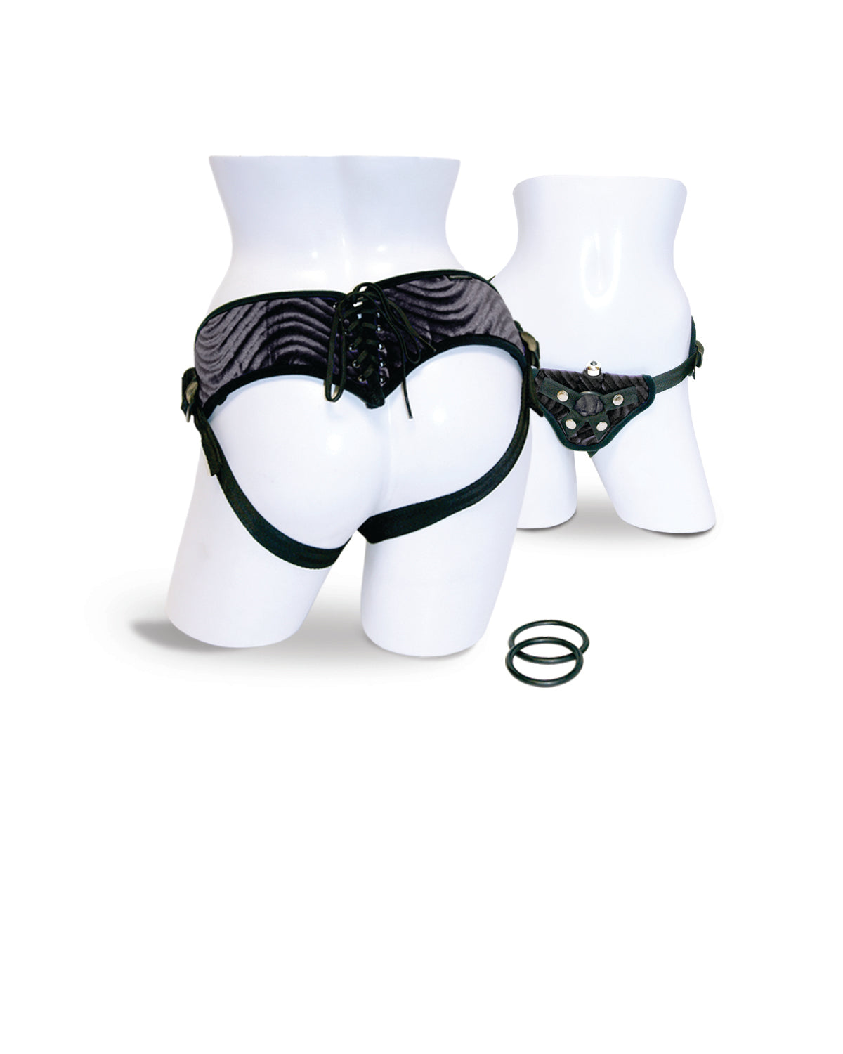 Vibrating Corsette Strap On Harness Black