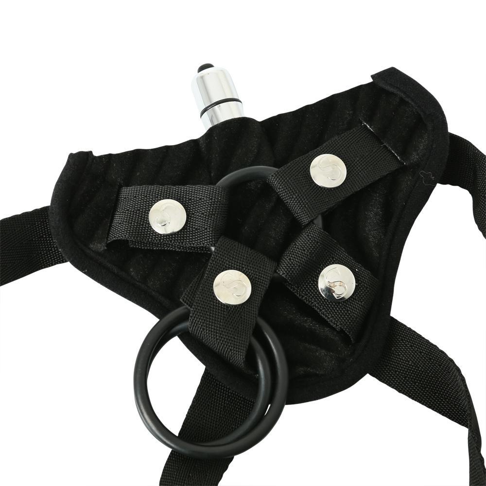 Vibrating Corsette Strap On Harness Black