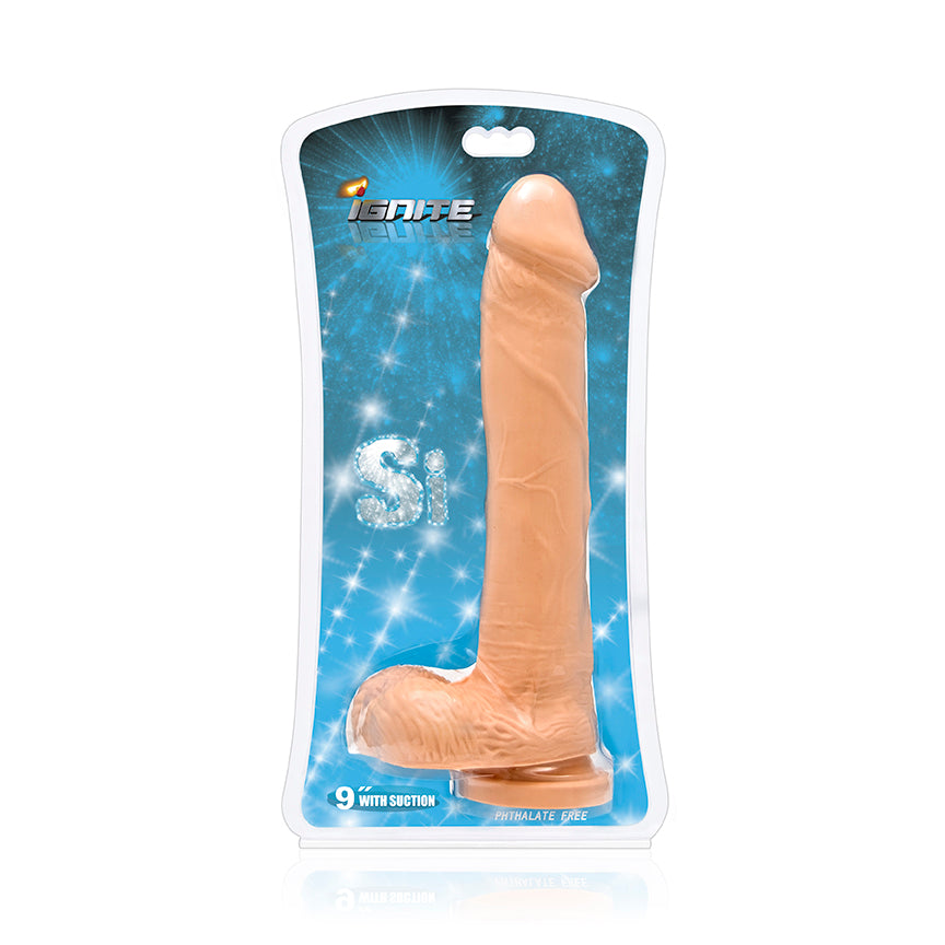 Cock Balls 9 Inches Suction Cup Beige