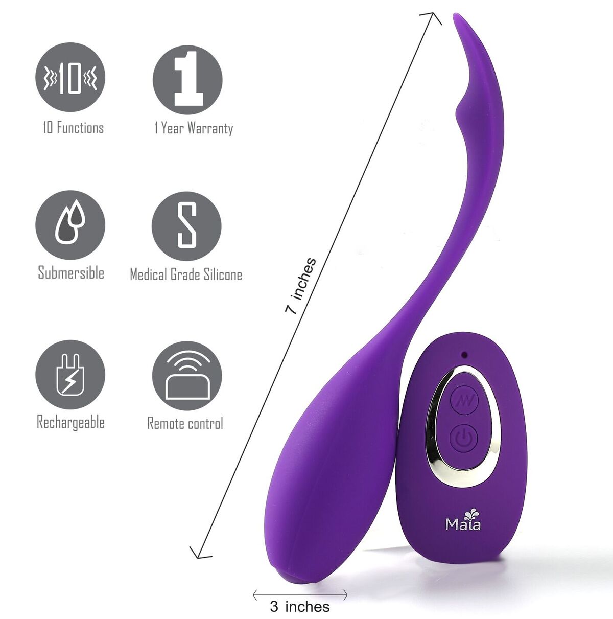 Syrene Remote Control Luxury USB Bullet Vibrator Purple