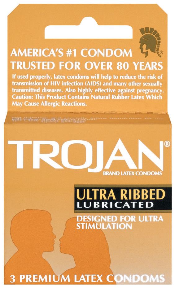 Trojan Ultra Ribbed Lubricated Condoms 3 Pack