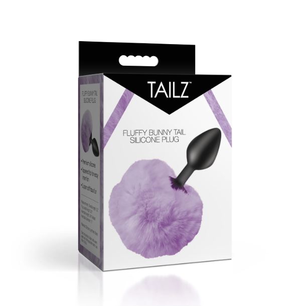 Fluffy Bunny Tail Silicone Plug - Purple