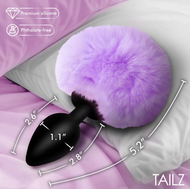 Fluffy Bunny Tail Silicone Plug - Purple