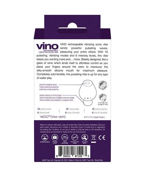 Vedo Vino Rechargeable Vibrating Sonic Vibe Purple