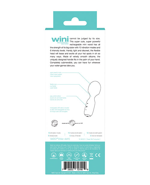 Vedo Wini Rechargeable Mini Wand Tease Me Turquoise