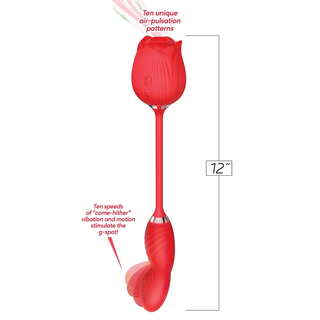 Wild Rose Suction & Come Hither Vibrator - Red