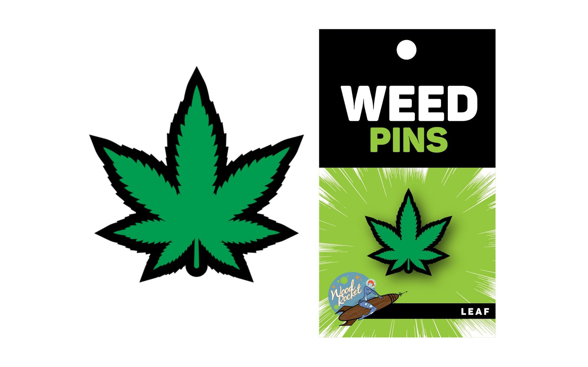 Weed Pin Green Marijuana Leaf