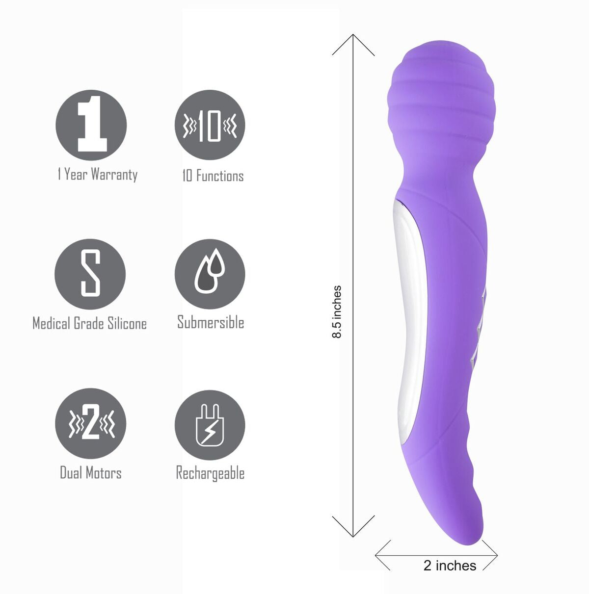 Twisty Dual Vibrating Wand Neon Purple