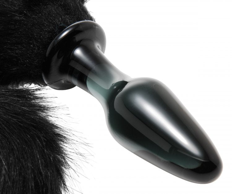 Midnight Fox Tail Glass Anal Plug