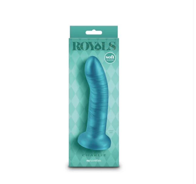 Royals Charlie 6 In. Metallic Curved Dildo Teal