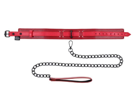 Sex & Mischief Ex's & Oh's Collar & Leash - Red/Black