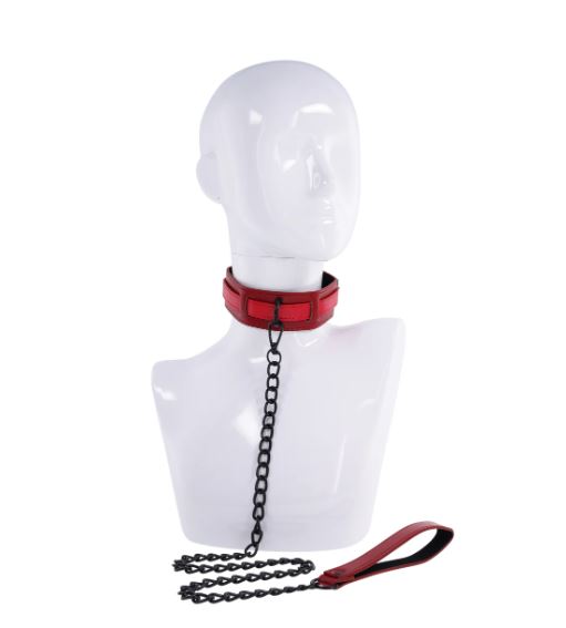 Sex & Mischief Ex's & Oh's Collar & Leash - Red/Black