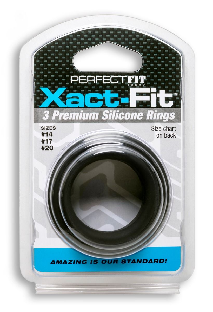 Perfect Fit Xact-fit Silicone Rings S-m-l (#14, #17, #20) Black