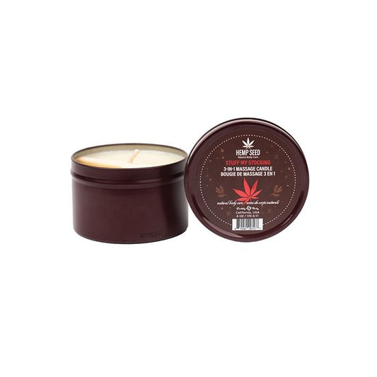 Earthly Body Hemp Seed Holiday 3-in-1 Massage Candle Stuff My Stocking 6 oz.