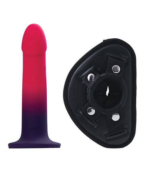 Vedo Duo Silicone Dildo (Non Vibrating) With Harness Pink/Purple