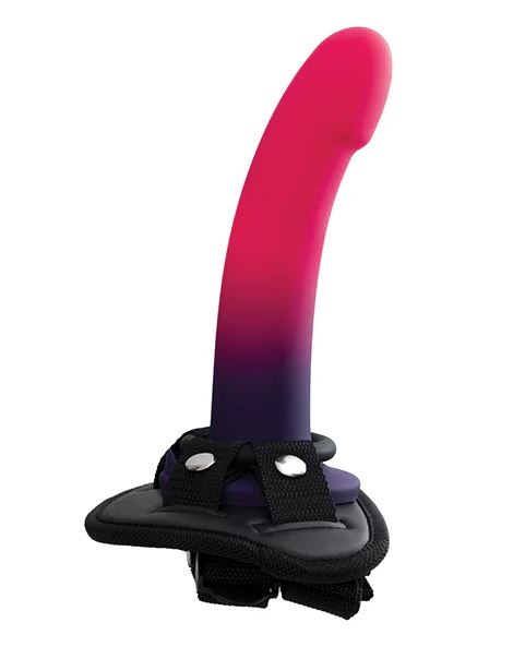 Vedo Duo Silicone Dildo (Non Vibrating) With Harness Pink/Purple