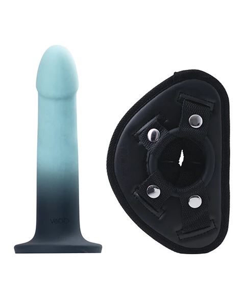 Vedo Duo Silicone Dildo (Non Vibrating) With Harness Turquoise/Black