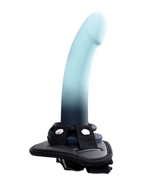 Vedo Duo Silicone Dildo (Non Vibrating) With Harness Turquoise/Black