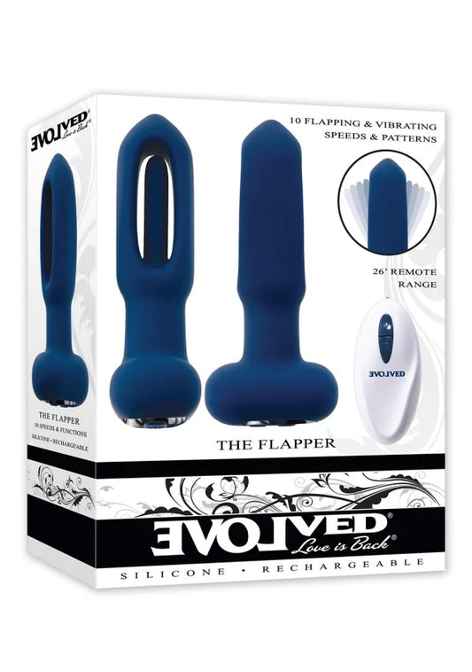 Evolved The Flapper Rechargeable Vibrator With Remote Silicone Blue