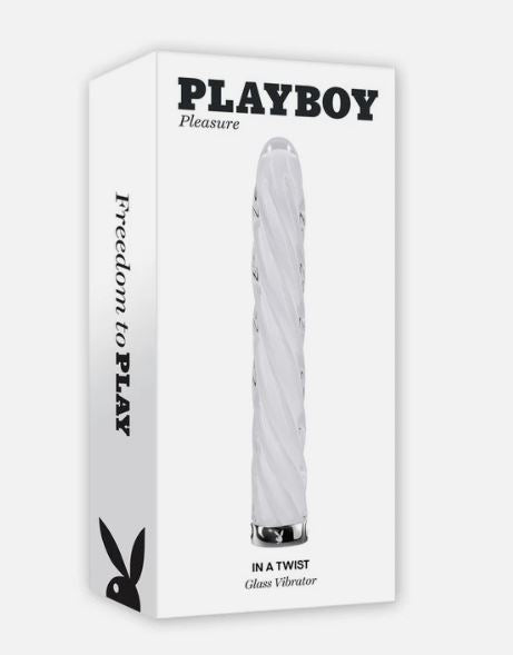 Playboy In A Twist Rechargeable Vibrating Glass Vibe White