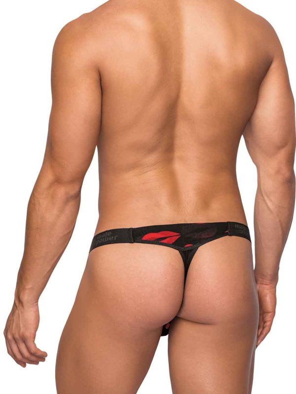 Male Power Kiss Me Micro Thong V Sheer Lips L/xl