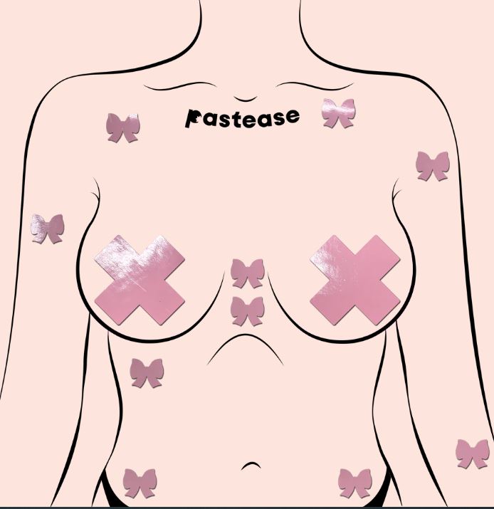 Mini Body Pasties 10PK Faux Pleather Pink