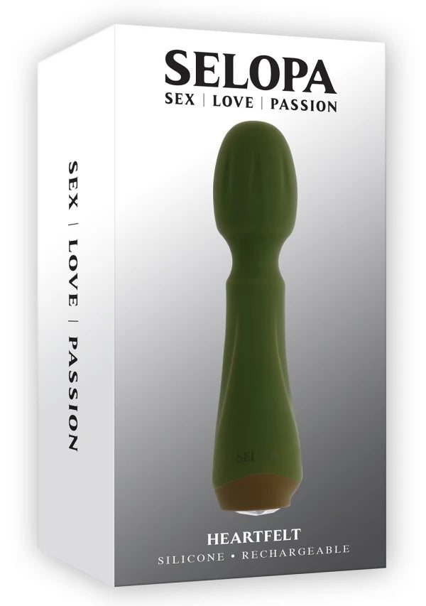 Selopa Heartfelt Rechargeable Vibrating Mini Wand Silicone Green