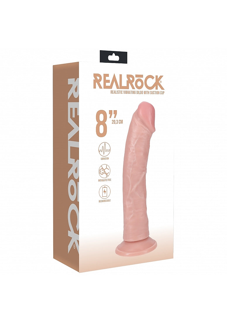 Realrock 8" Vibrating Cock Regular Curved Flesh