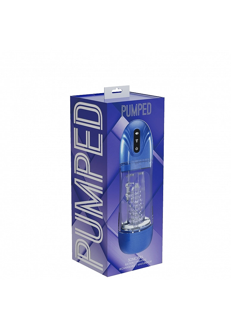Pumped Sonicpull Masturbator Suction Vibration Metallic Blue