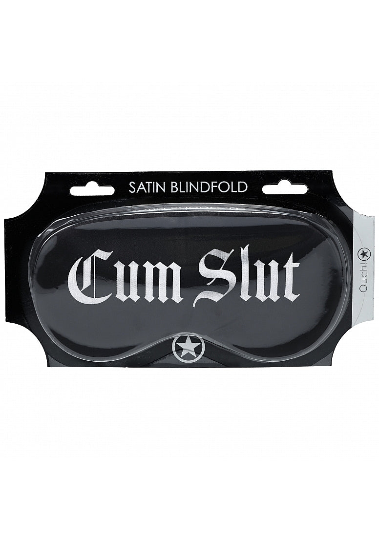 Ouch Cum Slut Printed Mask Satin Black