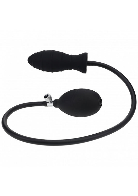 Levelz Ribbed Inflatable Silicone Anal Plug Black