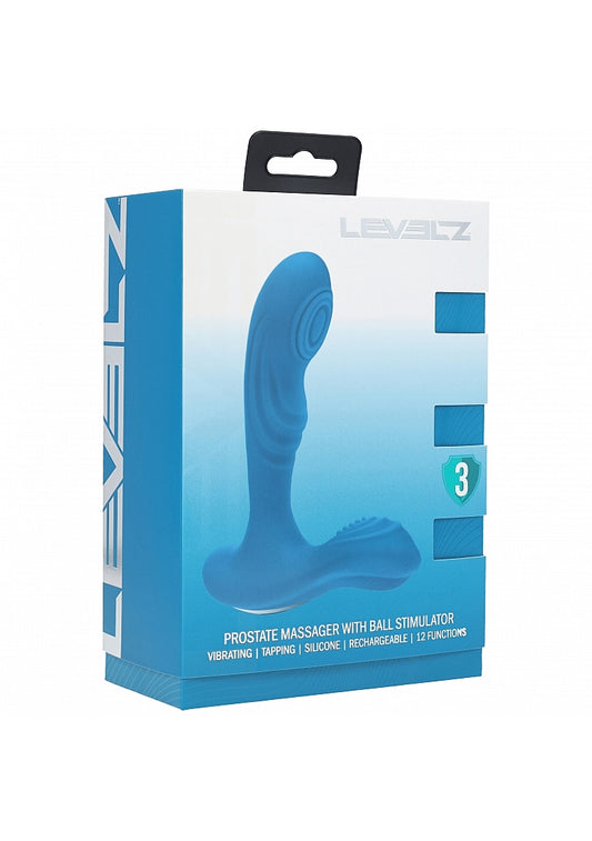 Levelz Vibrating & Tapping Silicone Prostate Massager W/ Ball Stimulator Teal