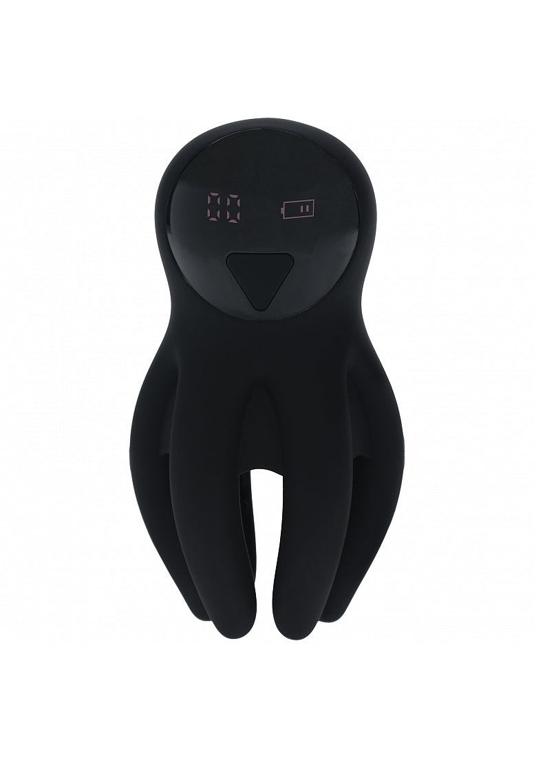 Levelz Digital Vibrating Silicone Penis Head Stimulator W/ Tentacles Black
