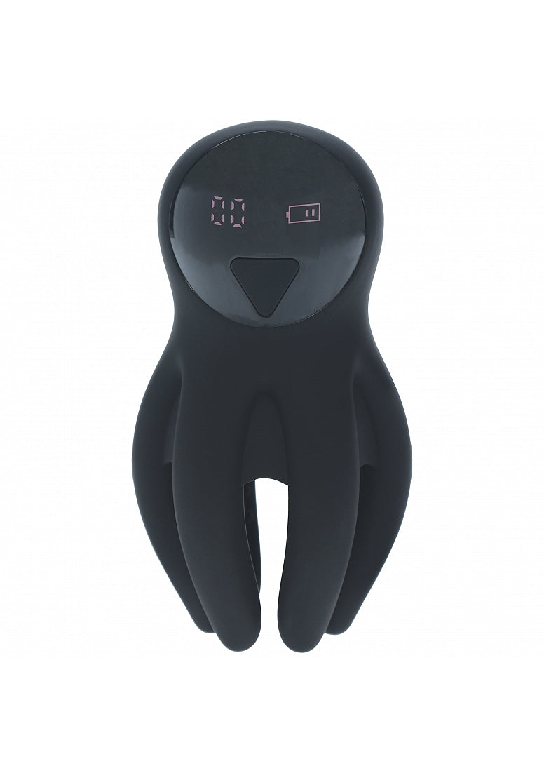 Levelz Digital Vibrating Silicone Penis Head Stimulator W/ Tentacles Black