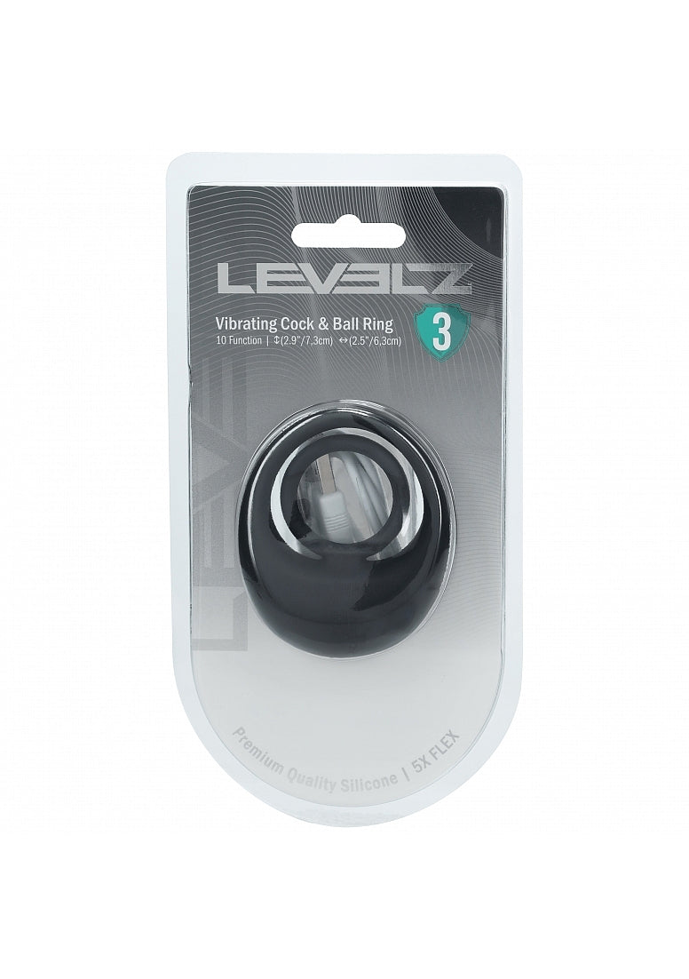 Levelz Vibrating Liquid Cock & Ball Ring Black