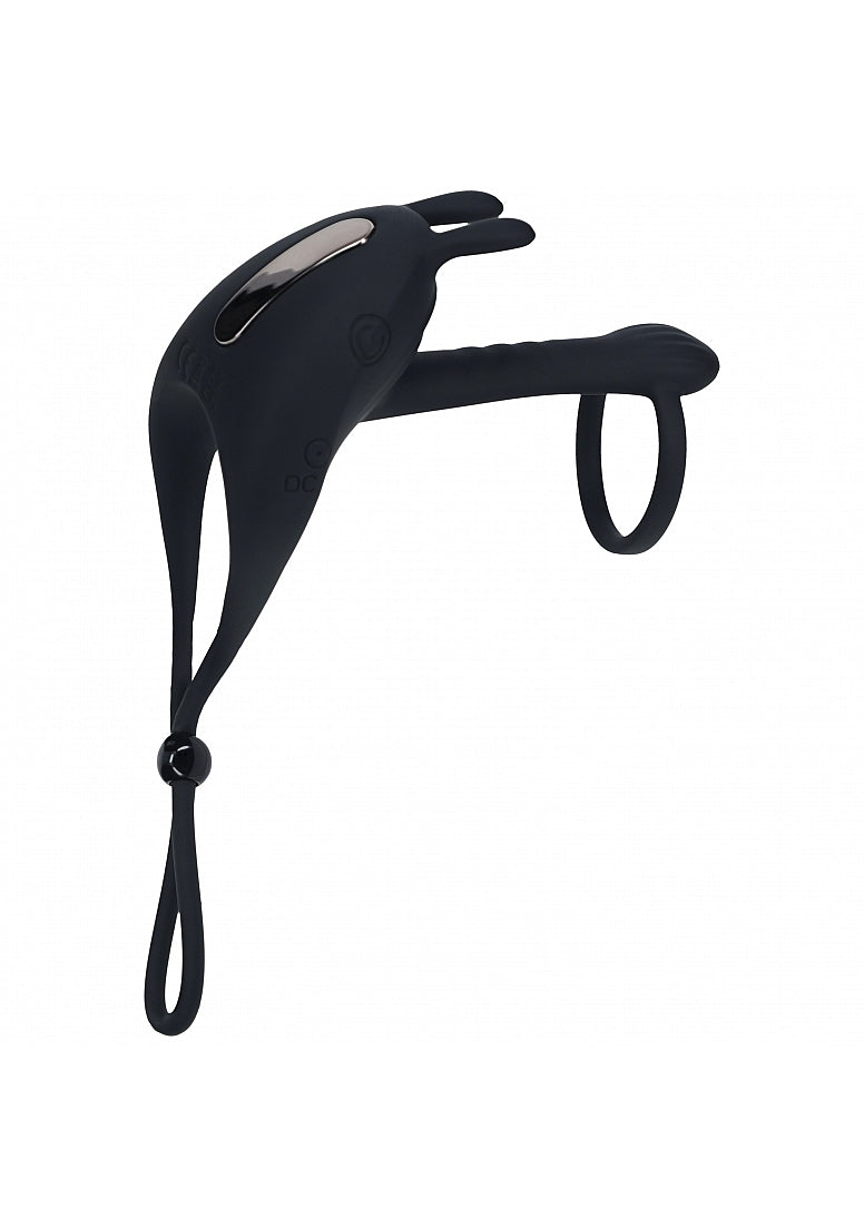Levelz Adjustable Bunny Vibrating Lasso Cock Ring Black
