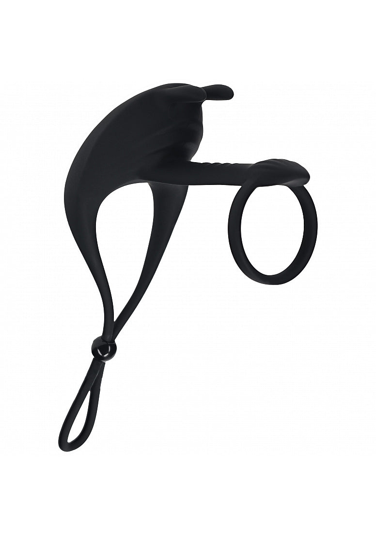 Levelz Adjustable Bunny Vibrating Lasso Cock Ring Black