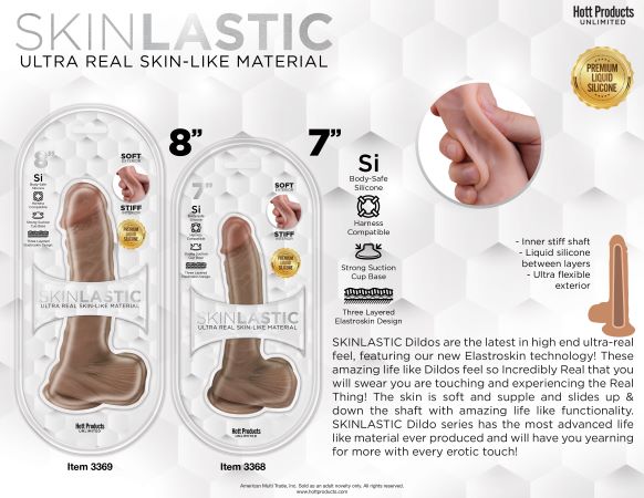 Skinsations Skinlastic Sliding Skin Dildo With Suction Base 8 In.