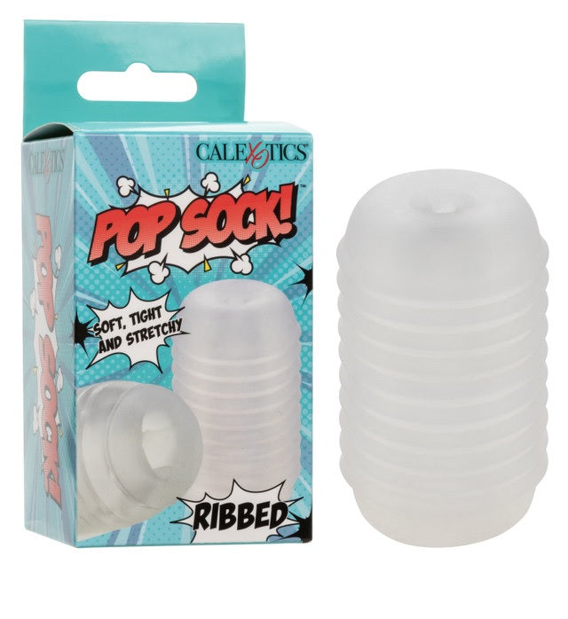 Pop Sock Ribbed Masturbator - Clear