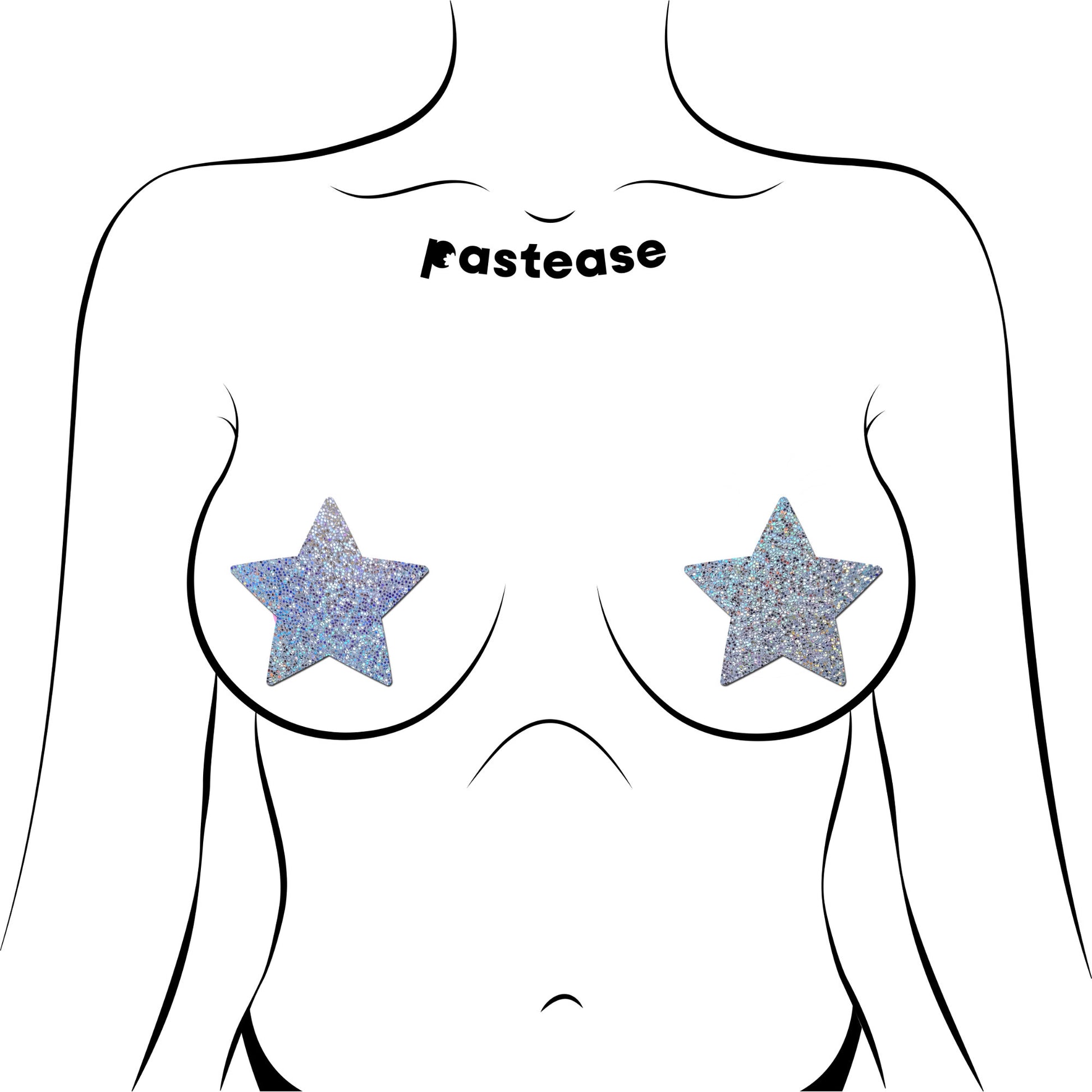 Pastease Holographic Star Silver Pasties O/S