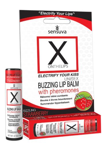 X On The Lips Buzzing Lip Balm With Pheromones Sizzling Strawberry .75 Ounce
