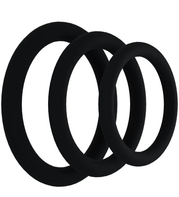Rock Solid Tri-Pack Silicone Gasket Cock Rings Black