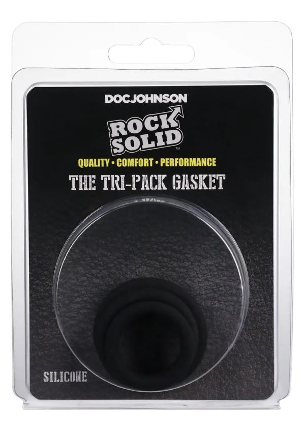 Rock Solid Tri-Pack Silicone Gasket Cock Rings Black