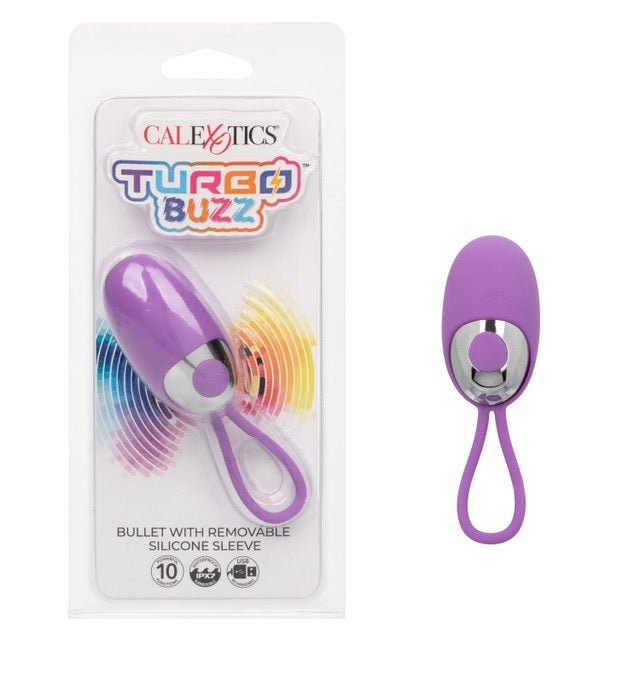 Turbo Buzz Bullet Stimulator W/removable Silicone Sleeve - Purple
