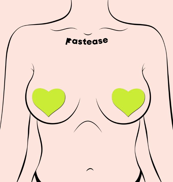 Pastease Hearts Glow IN the Dark Neon Yellow