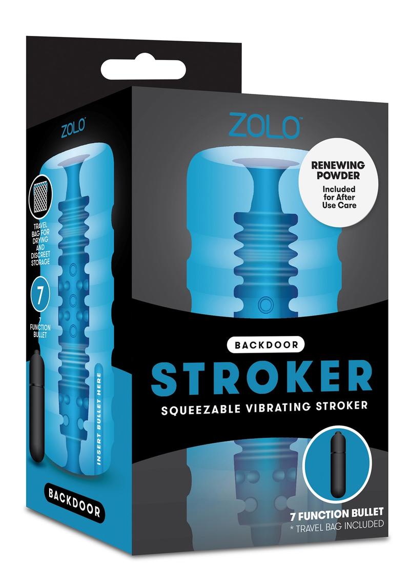 Zolo Backdoor Squeezable Vibrating Stroker Blue